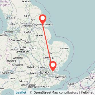 Basildon Hull train map