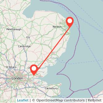 Basildon Great Yarmouth train map
