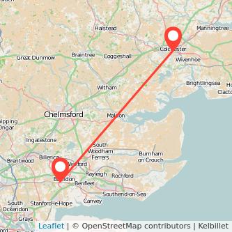 Basildon Colchester train map