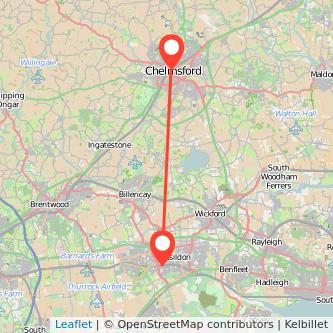 Basildon Chelmsford train map