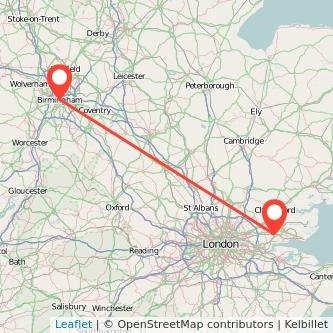 Basildon Birmingham train map