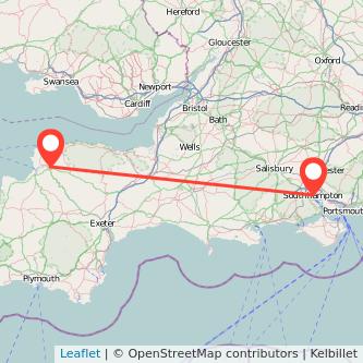 Barnstaple Southampton train map