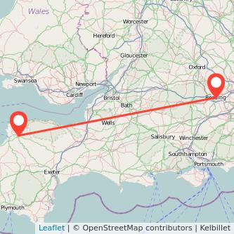 Barnstaple Reading train map