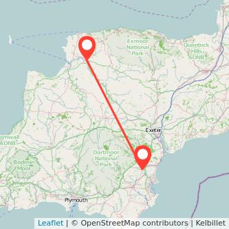 Barnstaple Newton Abbot train map