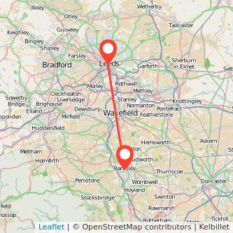 Barnsley Leeds train map