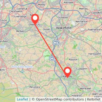 Barnsley Dewsbury train map