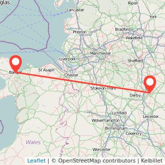 Bangor Nottingham train map