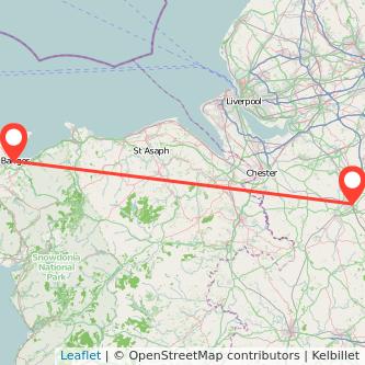 Bangor Crewe train map