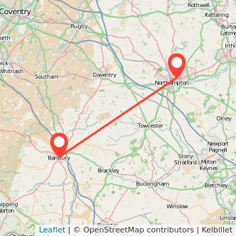 Banbury Northampton bus map