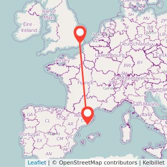 Ashford Barcelona train map