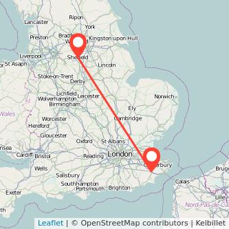 Ashford Sheffield train map