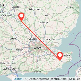 Ashford Northampton train map