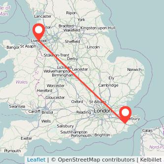 Ashford Liverpool train map