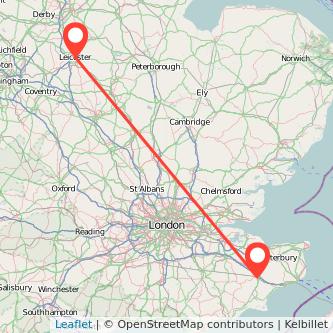 Ashford Leicester train map