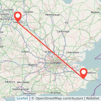 Ashford Coventry train map