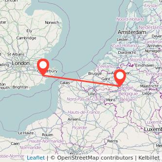 Ashford Brussels train map