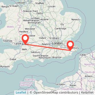 Ashford Bristol train map