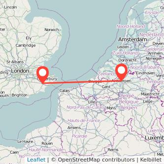 Ashford Antwerp train map