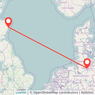 Aberdeen Hamburg flight map