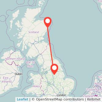 Aberdeen Worksop train map