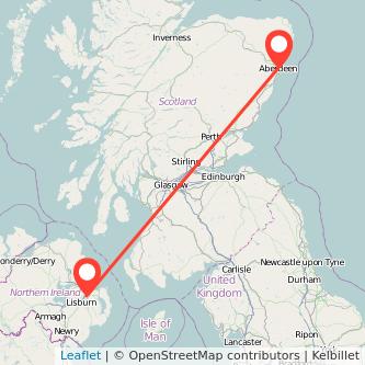 Aberdeen Belfast flight map