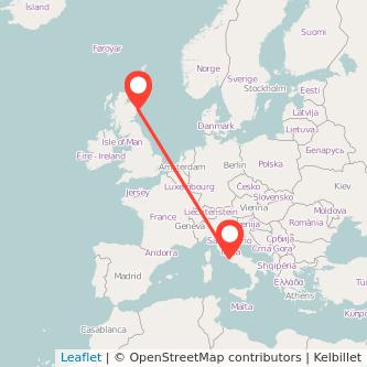 Aberdeen Rome flight map