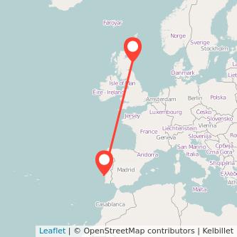 Aberdeen Lisbon flight map