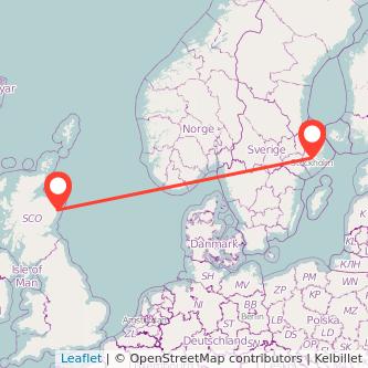 Aberdeen Stockholm flight map