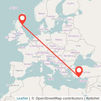 Aberdeen Antalya flight map