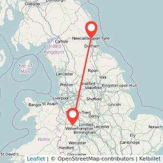 Telford Newcastle upon Tyne train map