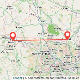 Telford Lichfield bus map