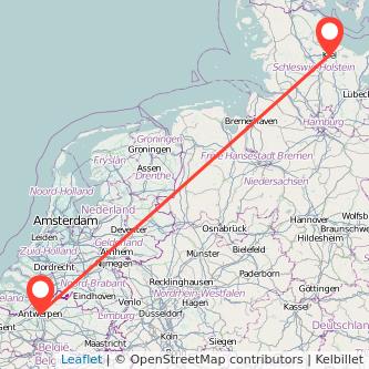 Antwerpen Kiel Mitfahrgelegenheit Karte