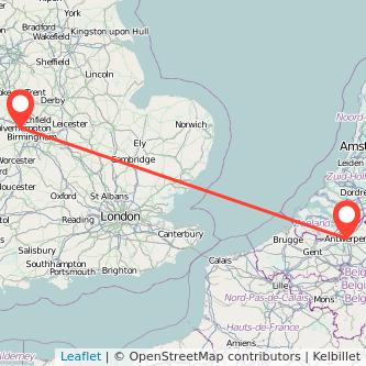 Antwerp Wolverhampton bus map