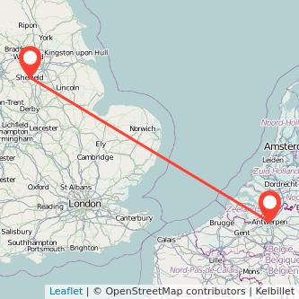 Antwerp Sheffield bus map