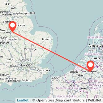 Antwerp Nottingham bus map