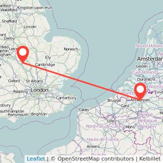 Antwerp Northampton bus map