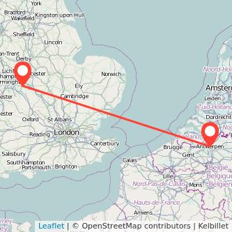 Antwerp Coventry bus map