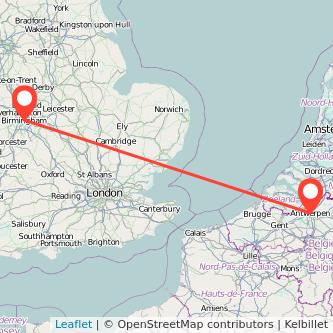 Antwerp Birmingham bus map