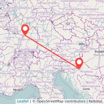 Zagreb Karlsruhe Mitfahrgelegenheit Karte