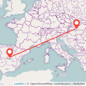 Budapest Madrid train map