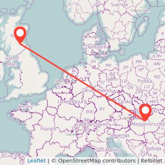 Budapest Edinburgh train map