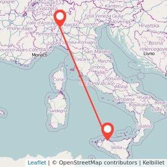 Palermo Milan train map