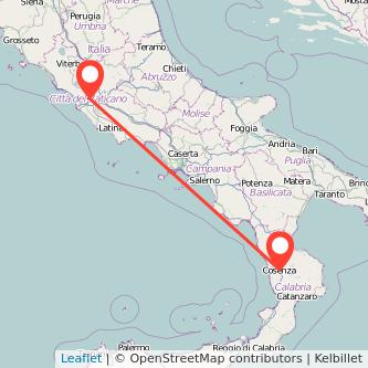 Cosenza Rome train map