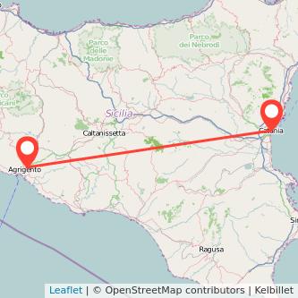 Agrigento Catania train map