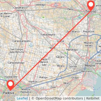 Treviso Padua train map