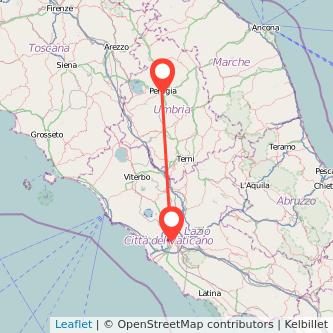 Rome Perugia bus map