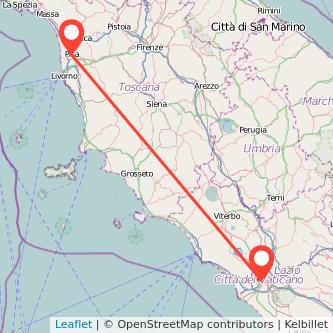 Pisa Rome train map