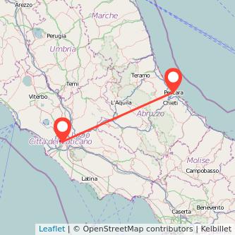 Pescara Rome bus map