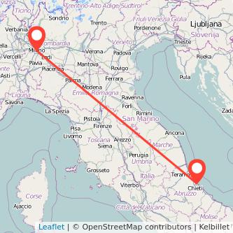 Pescara Milan train map