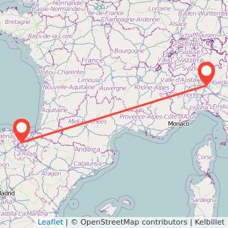 Mapa del viaje Milan Vitoria-Gasteiz en bus